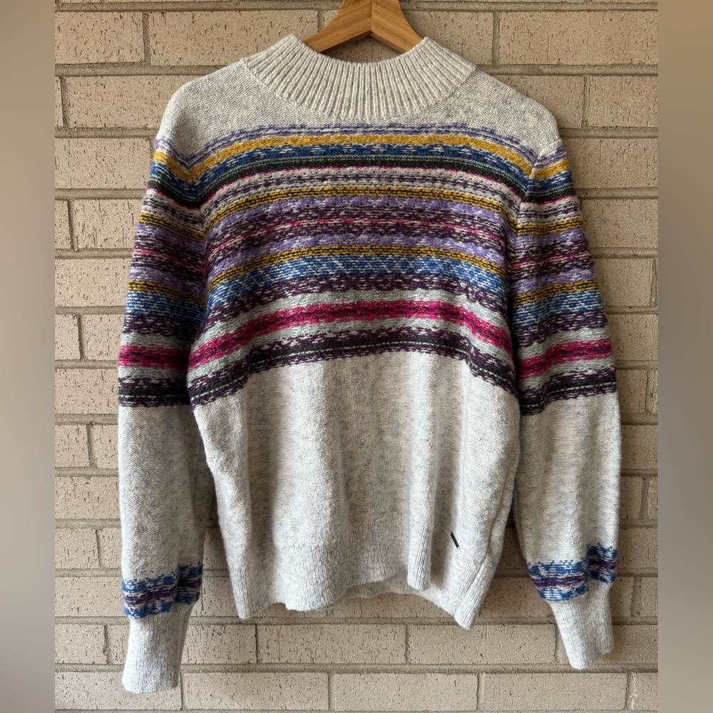 Abercrombie & Fitch Multicolor Stripe Knit Sweater XL – Cozy Winter Crewneck